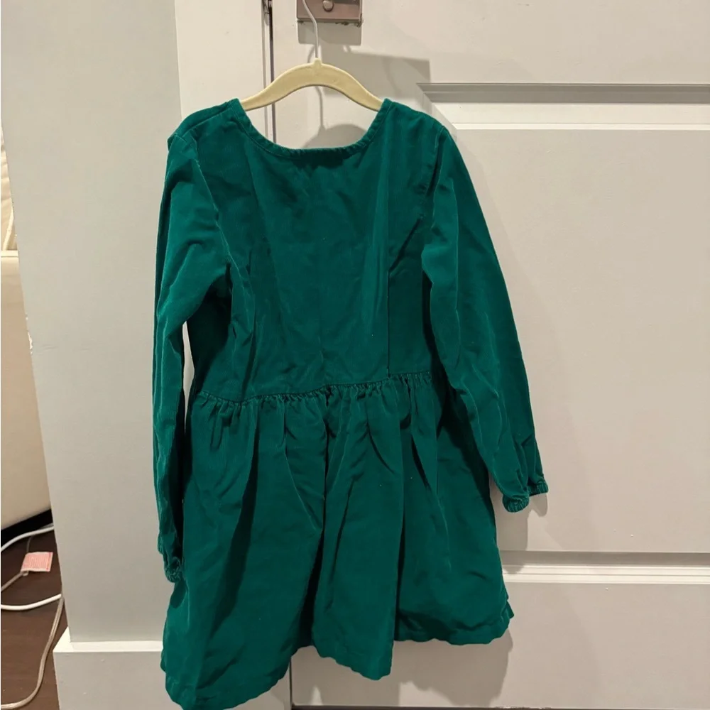 Hanna Andersson Long Sleeve Corduroy Dresses Velvet Bow SZ 130/8 Green‎